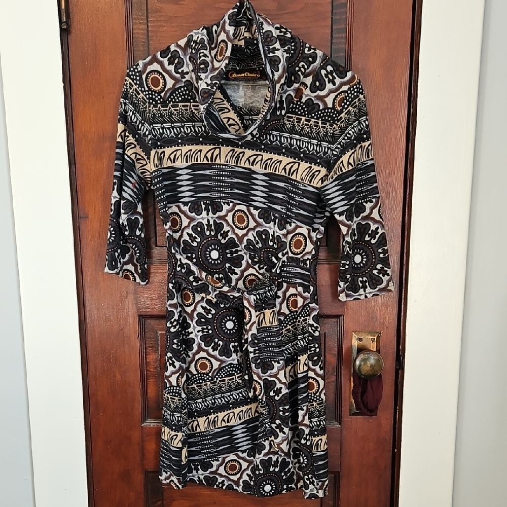 Luna Claire Black & Cream Patterned Dress